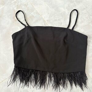 Miami Black Feather Hem crop top